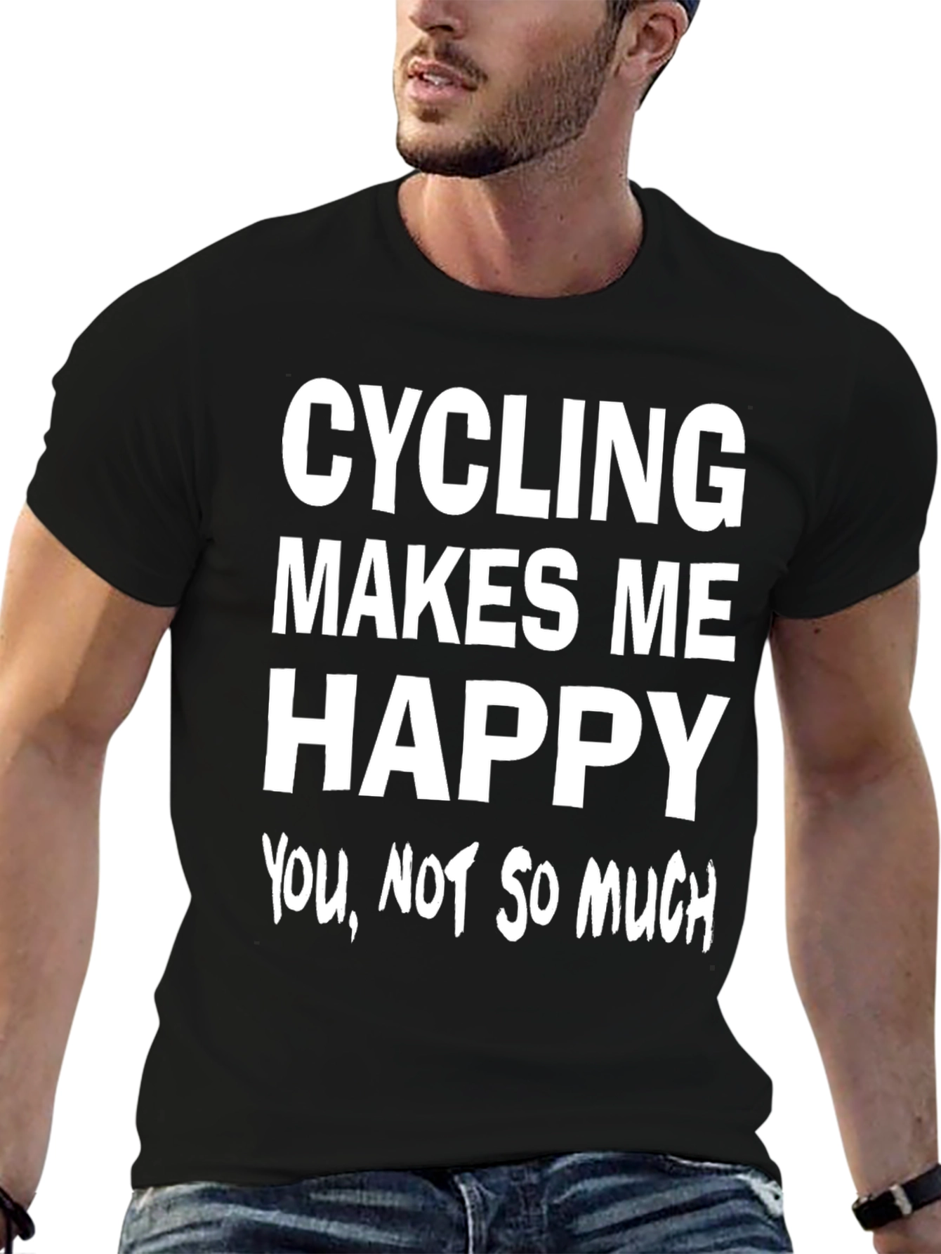 Cycling Makes Me Happy Mens Graphic T-Shirt
