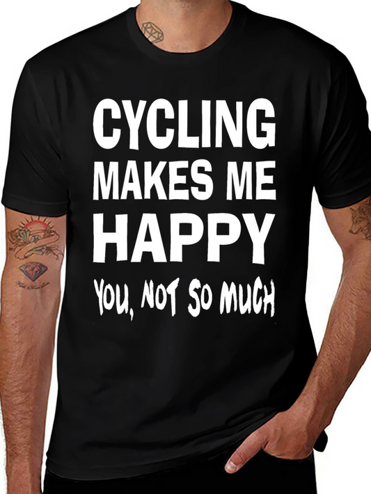 Cycling Makes Me Happy Mens Graphic T-Shirt