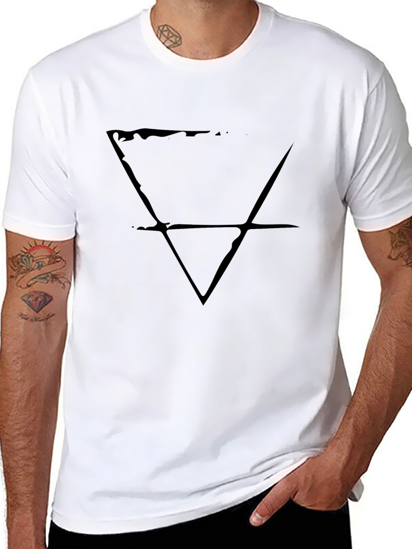 Mens Black T-Shirt with Alchemical Symbol Graphic