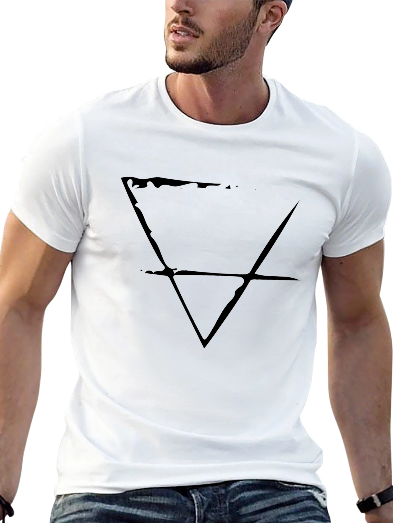 Mens Black T-Shirt with Alchemical Symbol Graphic