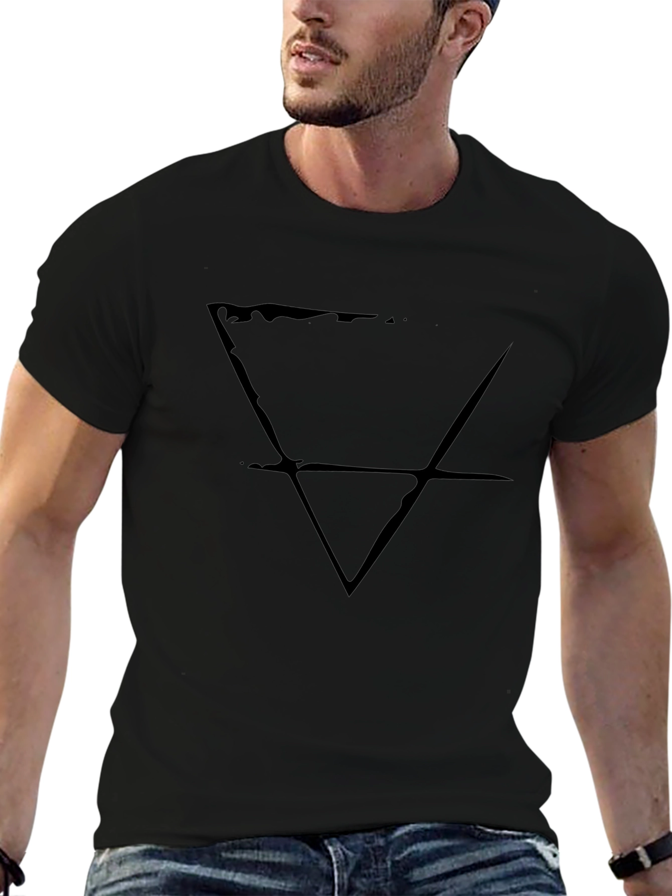 Mens Black T-Shirt with Alchemical Symbol Graphic