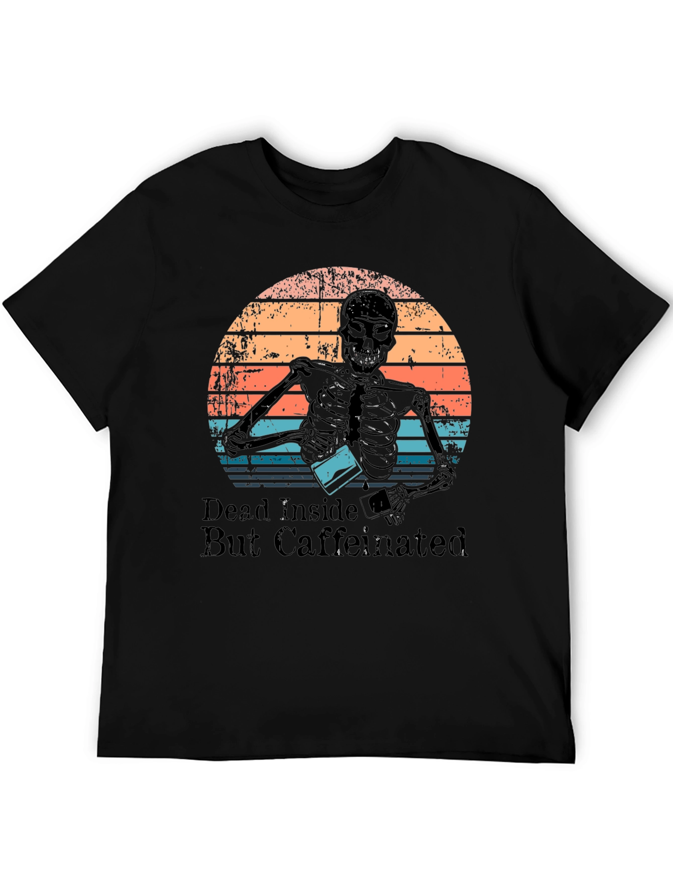 Dead Inside But Caffeinated T-Shirt Skeleton Design