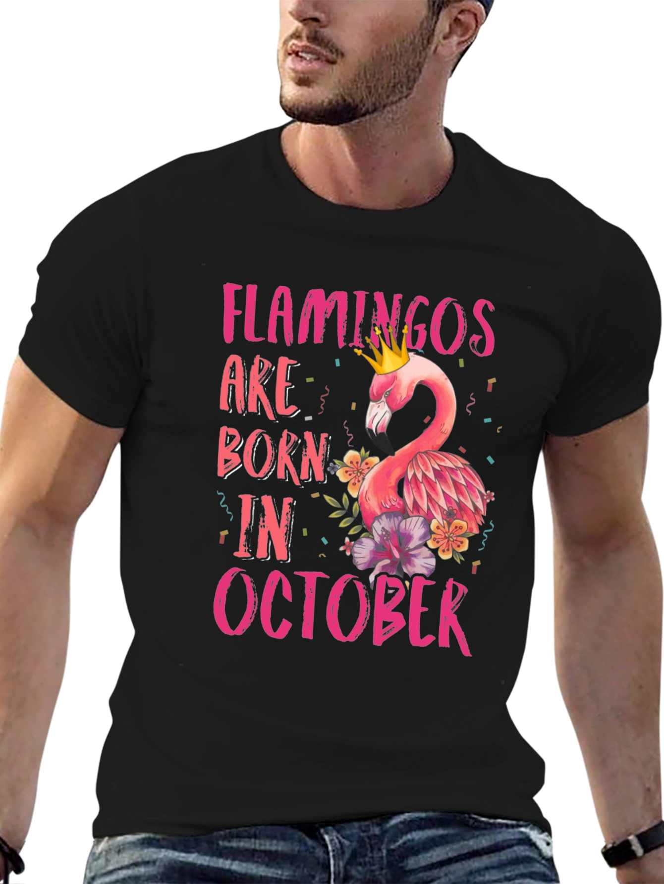Flamingos Born in October T-Shirt