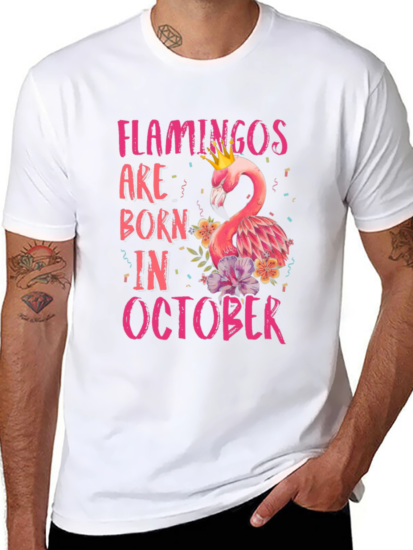 Flamingos Born in October T-Shirt