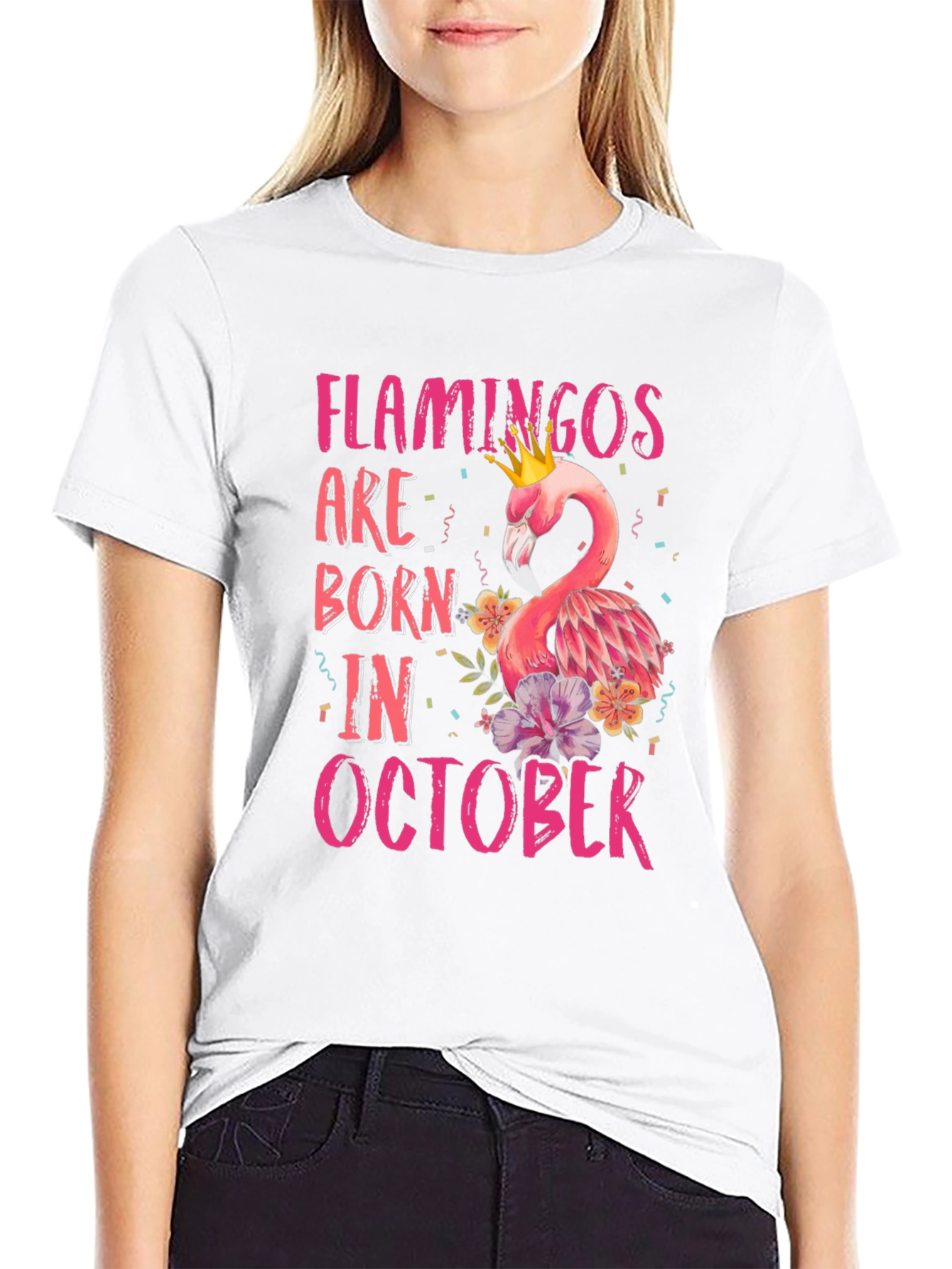 Flamingos Born in October T-Shirt
