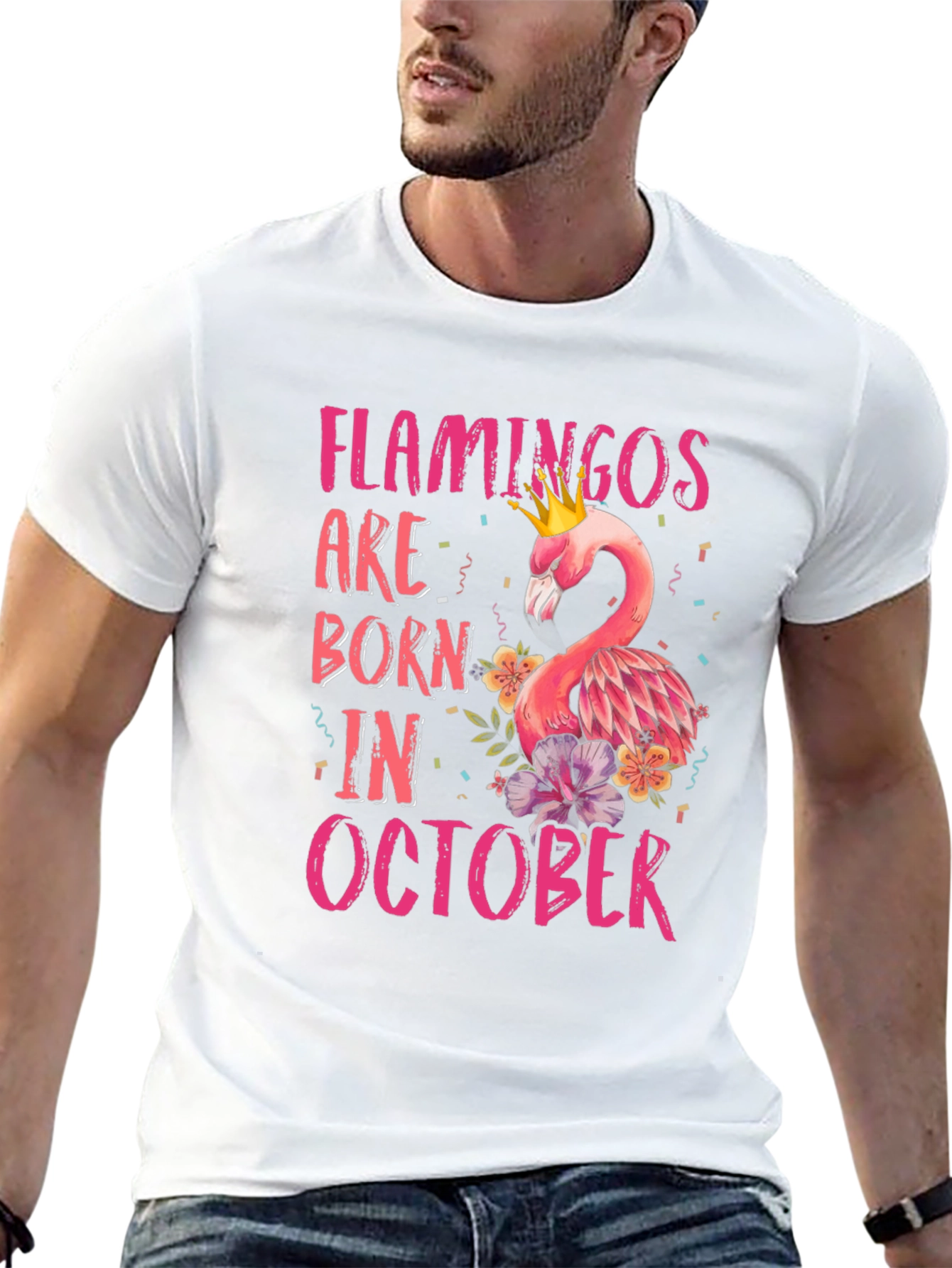Flamingos Born in October T-Shirt