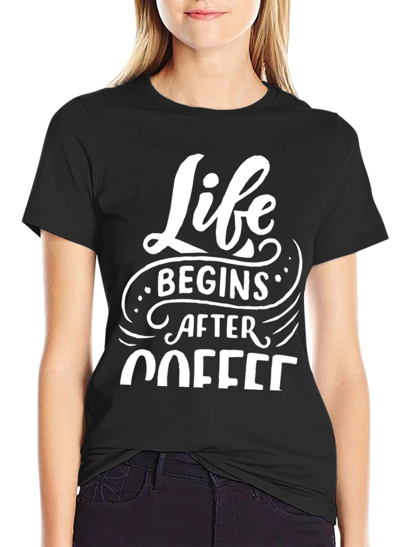 Life Begins After Coffee Black Tee