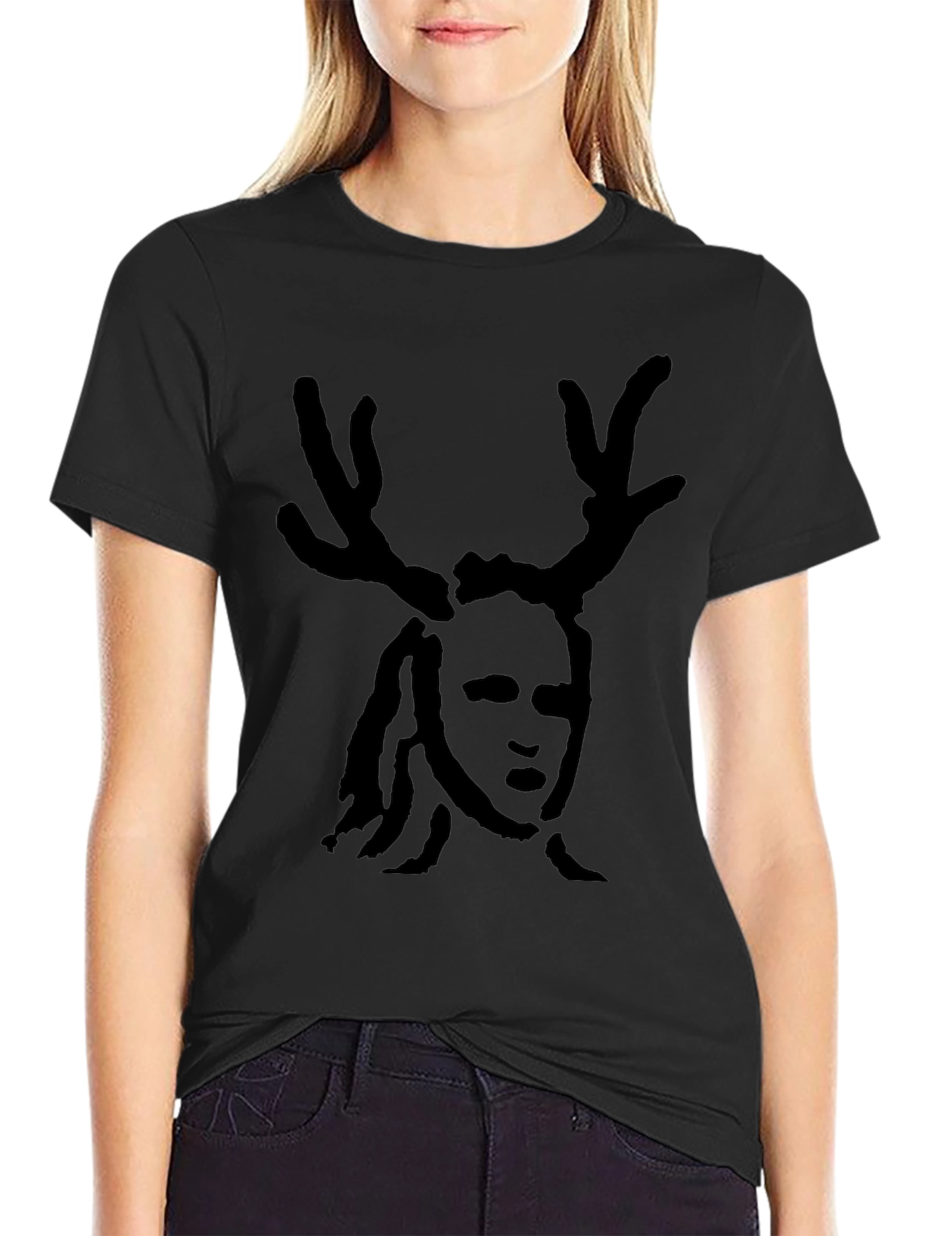Antlered Figure Black T-Shirt
