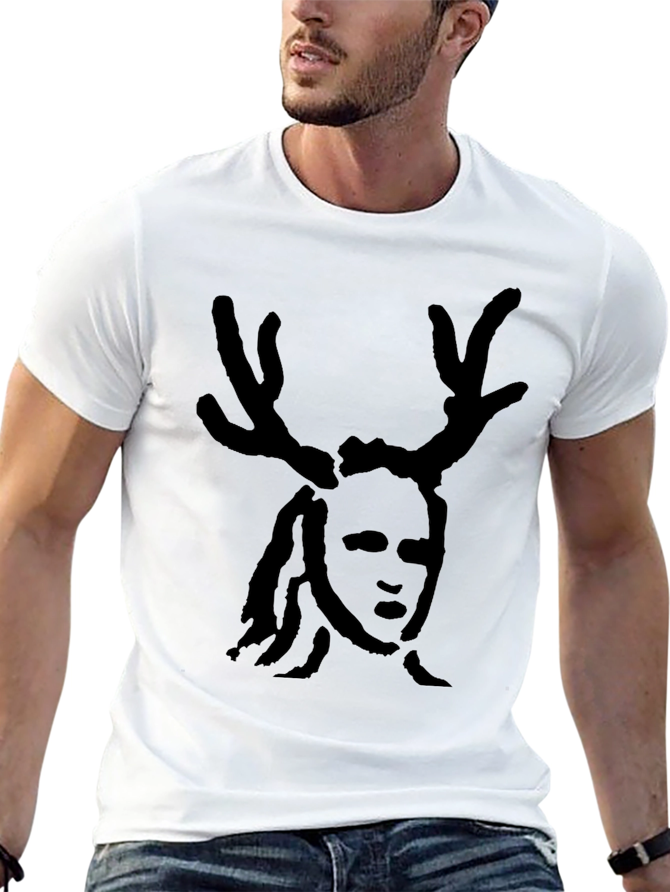 Antlered Figure Black T-Shirt