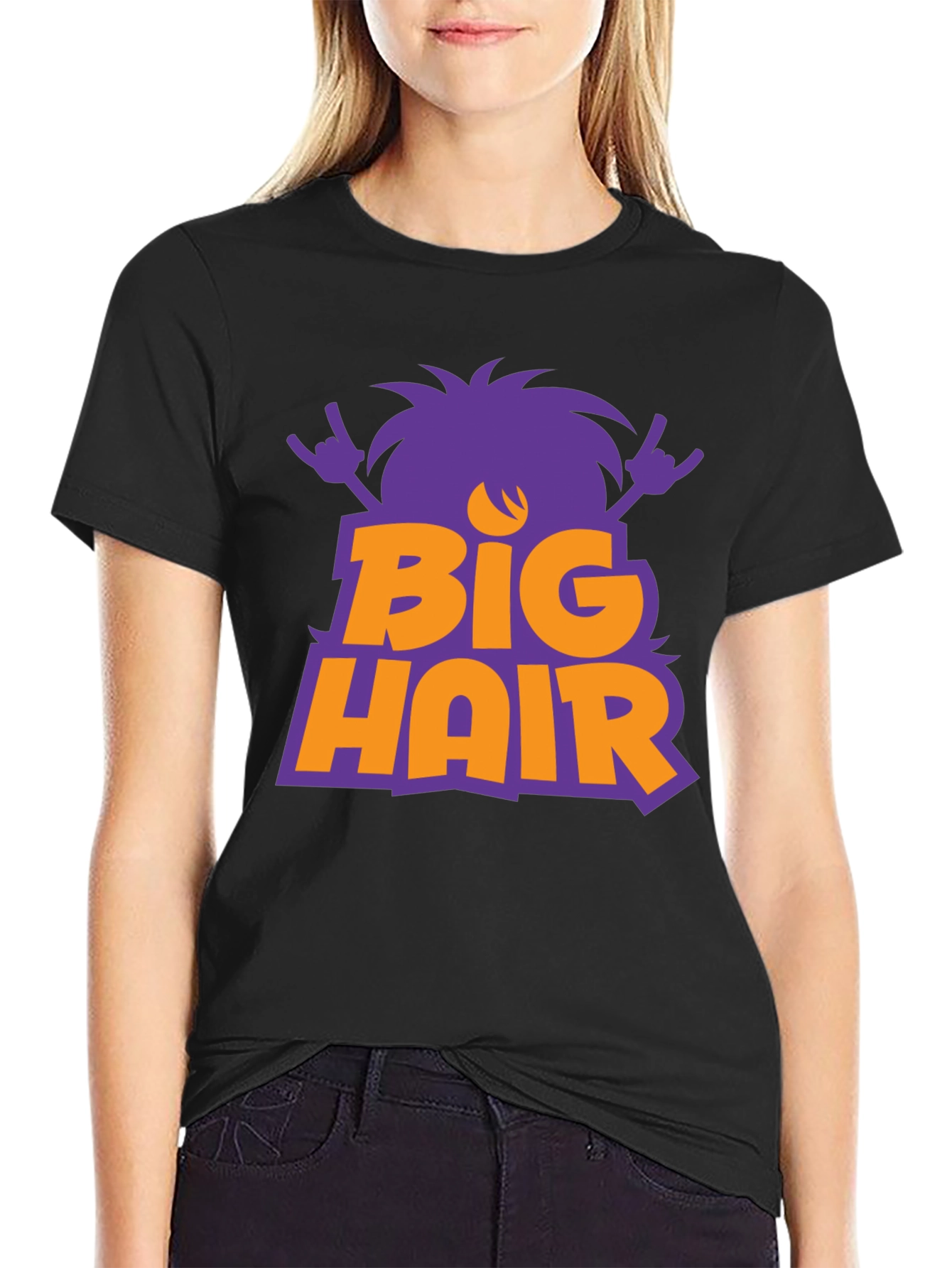 Big Hair Black Graphic Tee