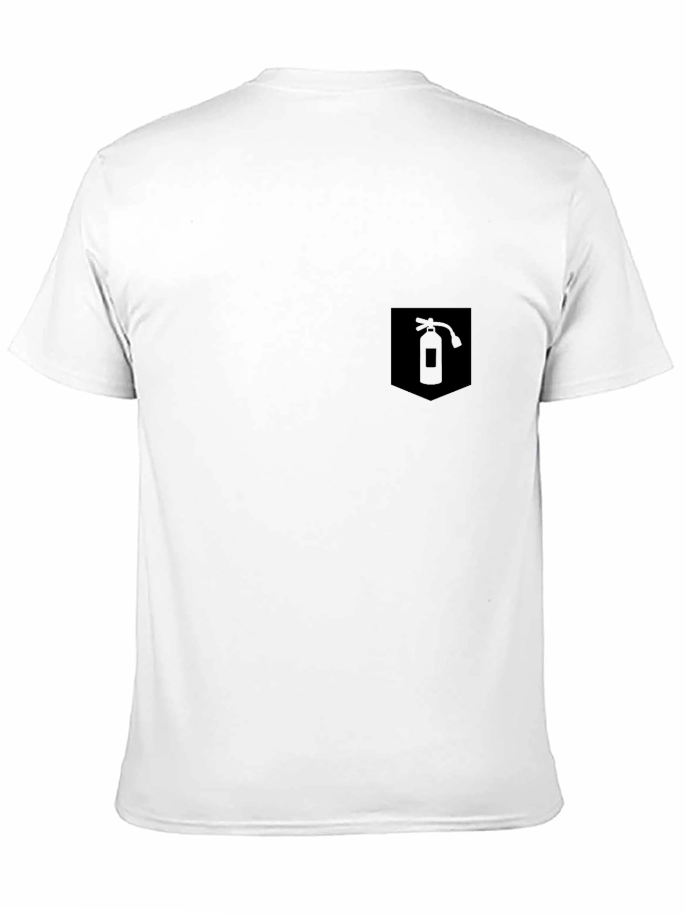 Mens Black T-Shirt w/ Fire Extinguisher Pocket Graphic