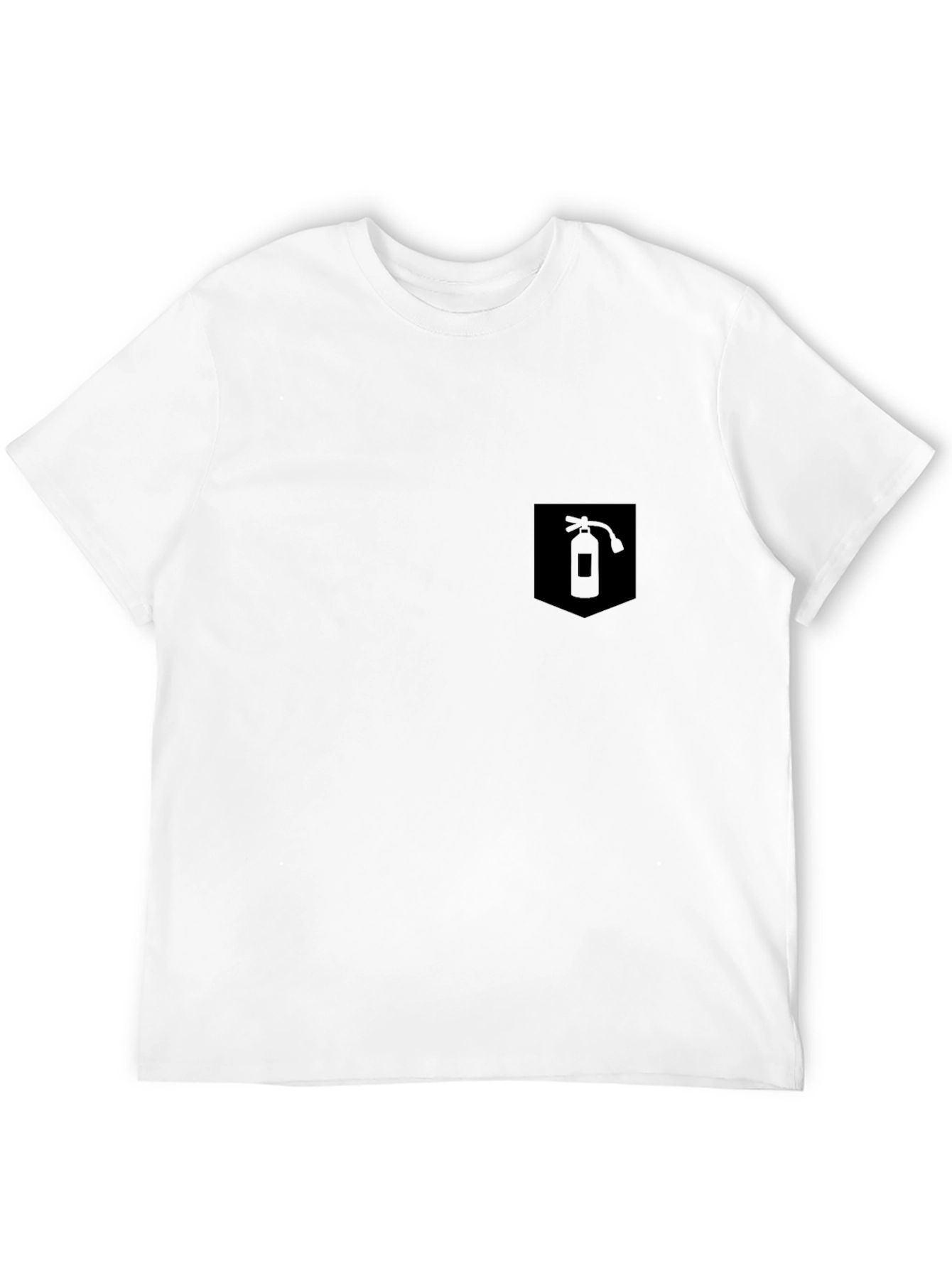 Mens Black T-Shirt w/ Fire Extinguisher Pocket Graphic