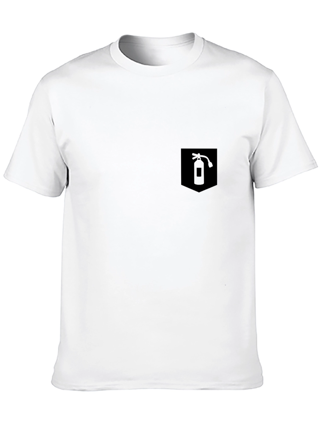 Mens Black T-Shirt w/ Fire Extinguisher Pocket Graphic