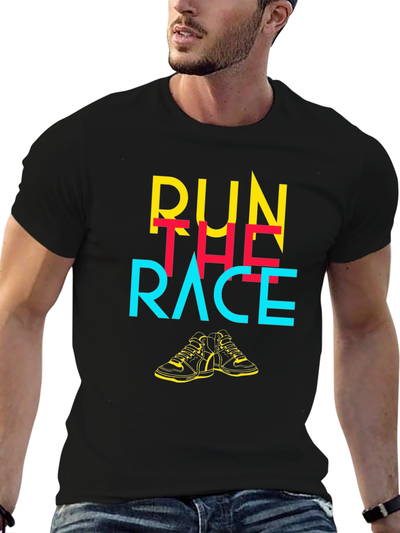 Run The Race Graphic Tee - Black