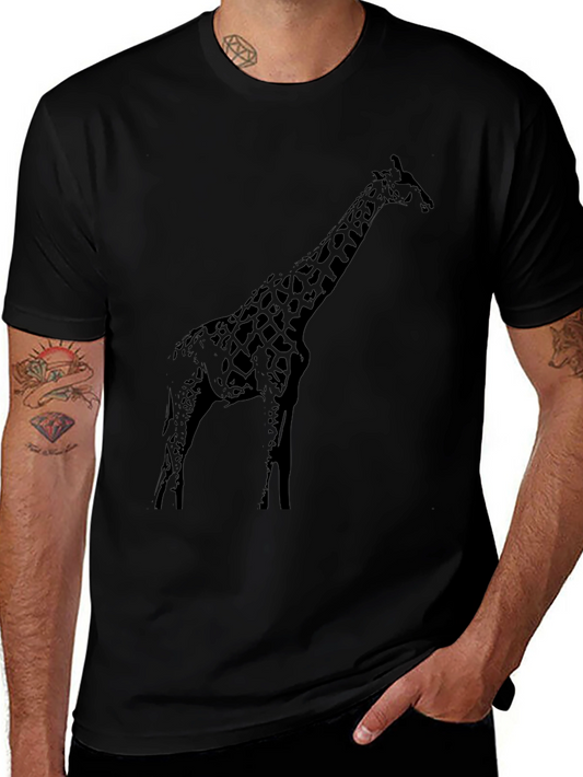 Giraffe Graphic Tee - Black Cotton T-Shirt