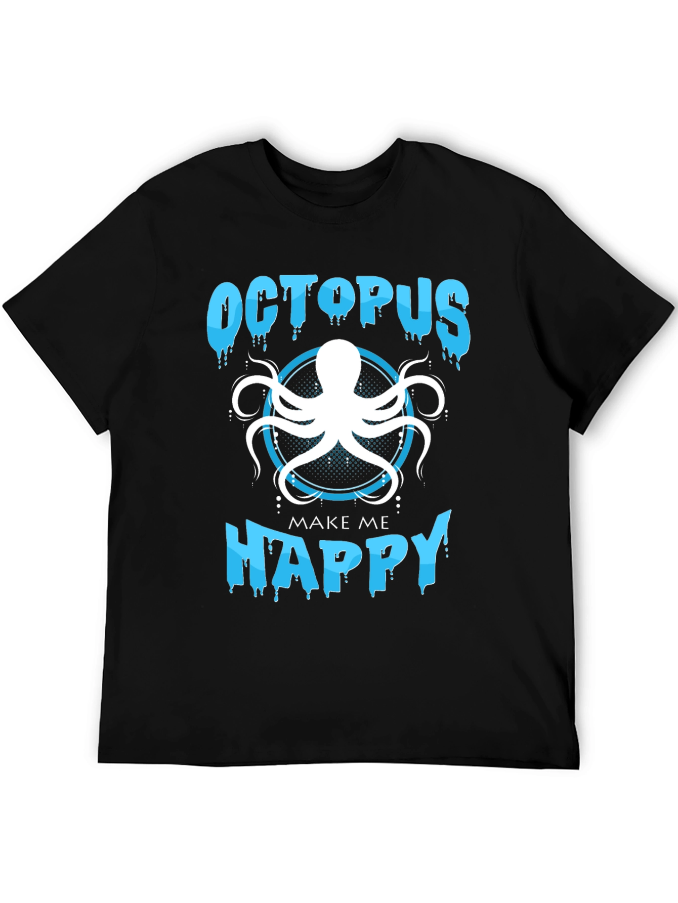 Octopus Make Me Happy Black T-Shirt
