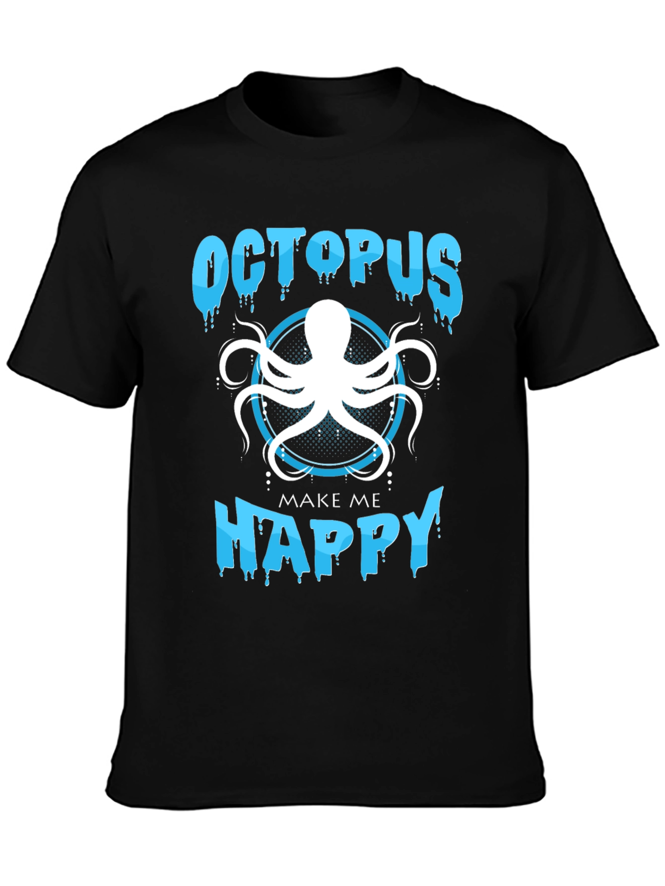 Octopus Make Me Happy Black T-Shirt