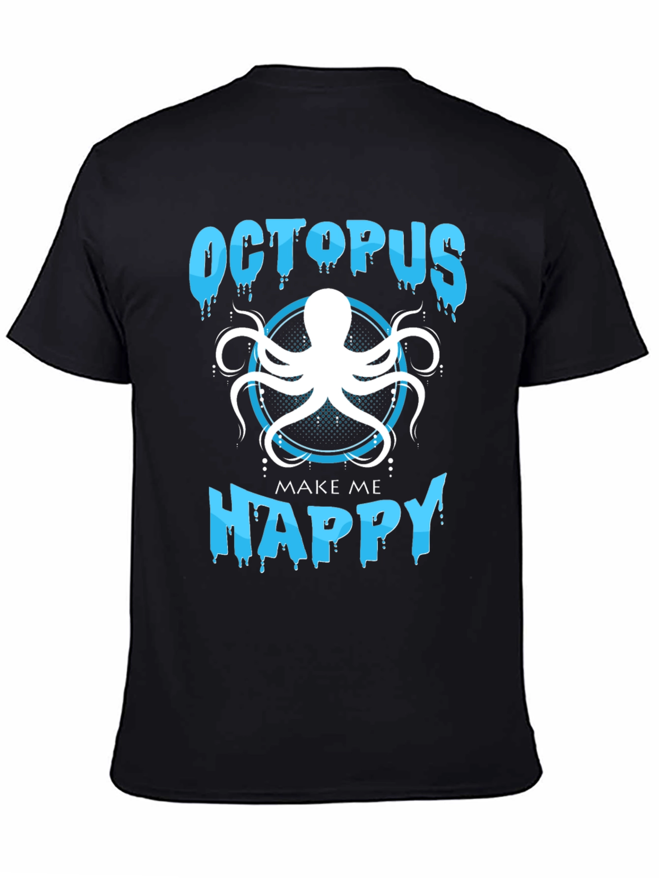 Octopus Make Me Happy Black T-Shirt
