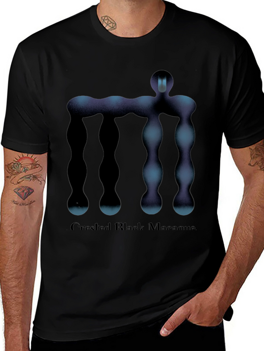 Abstract Figure Graphic Tee - Black Cotton T-Shirt