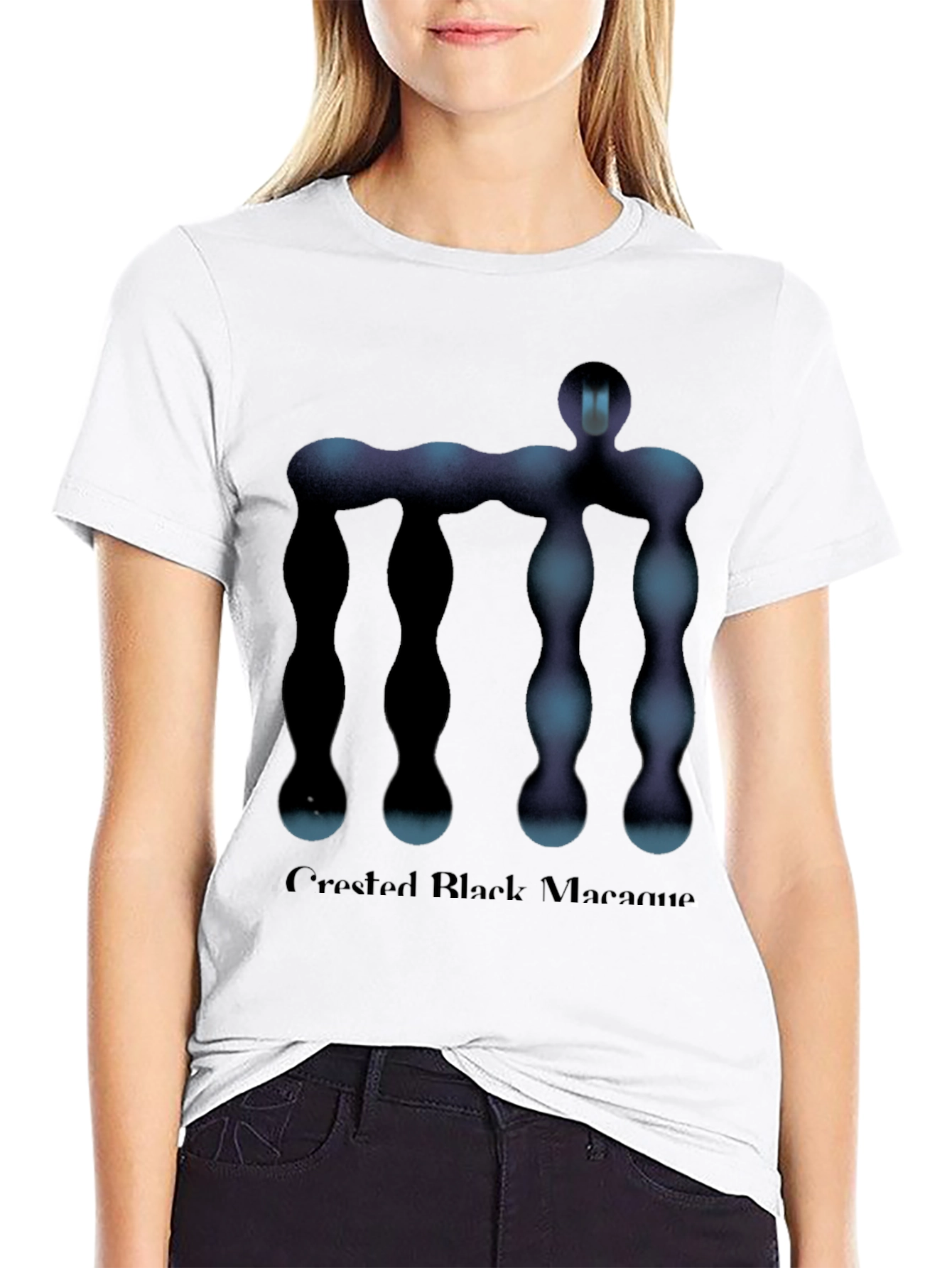 Abstract Figure Graphic Tee - Black Cotton T-Shirt