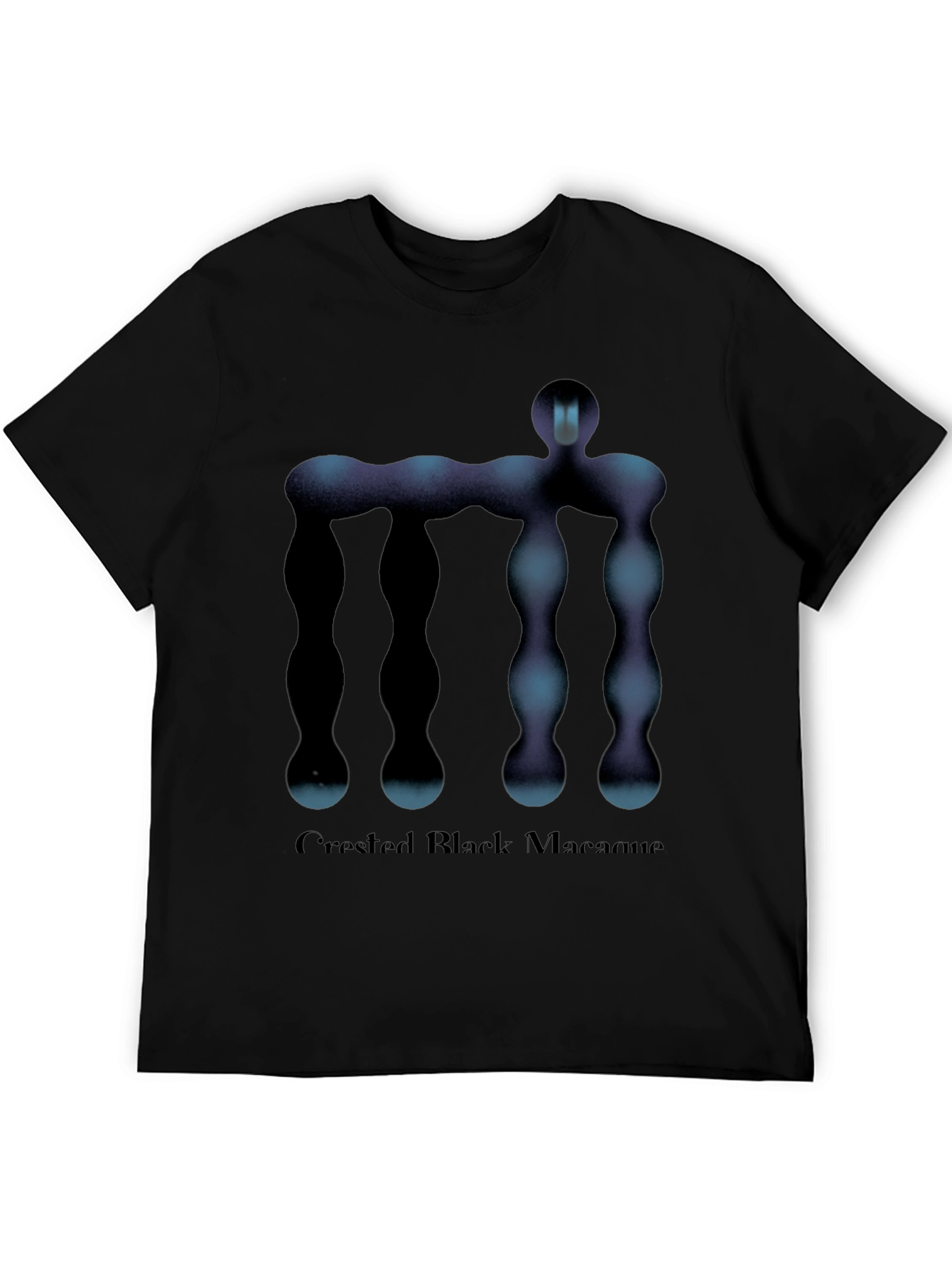 Abstract Figure Graphic Tee - Black Cotton T-Shirt