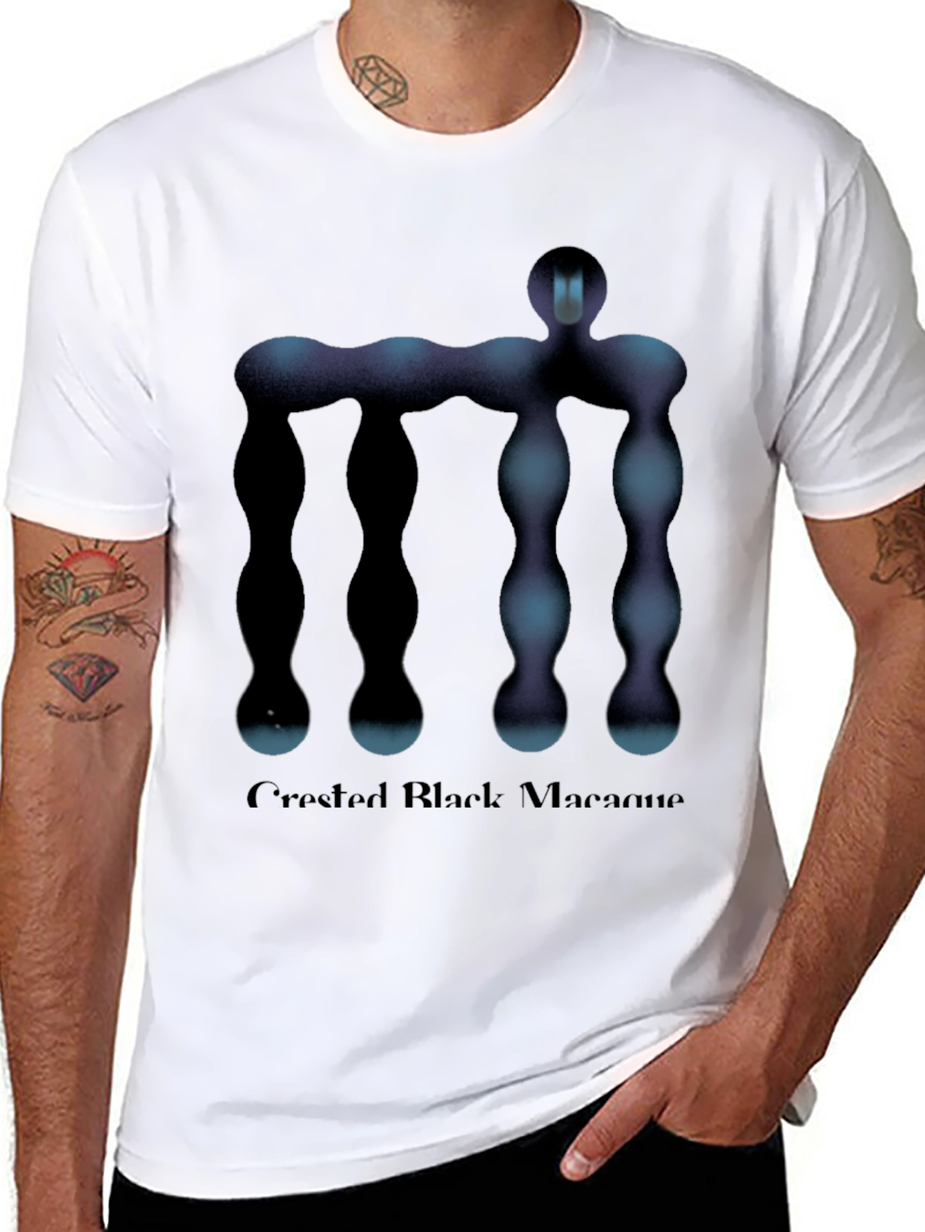 Abstract Figure Graphic Tee - Black Cotton T-Shirt