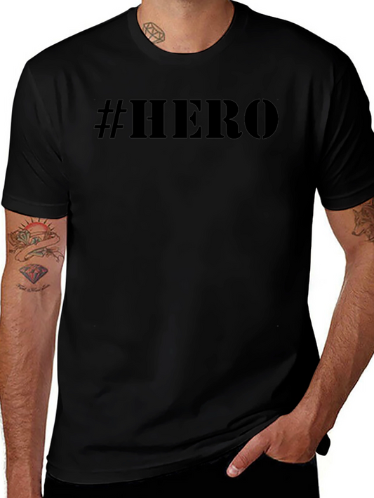 #Hero Black Graphic Print T-Shirt - Mens Casual Tee
