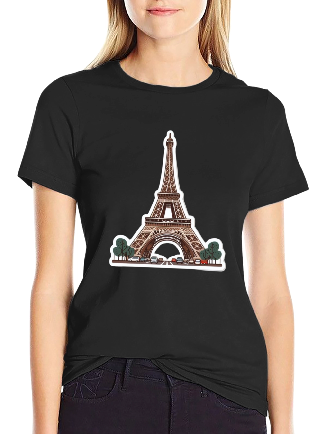 Eiffel Tower Graphic Black T-Shirt