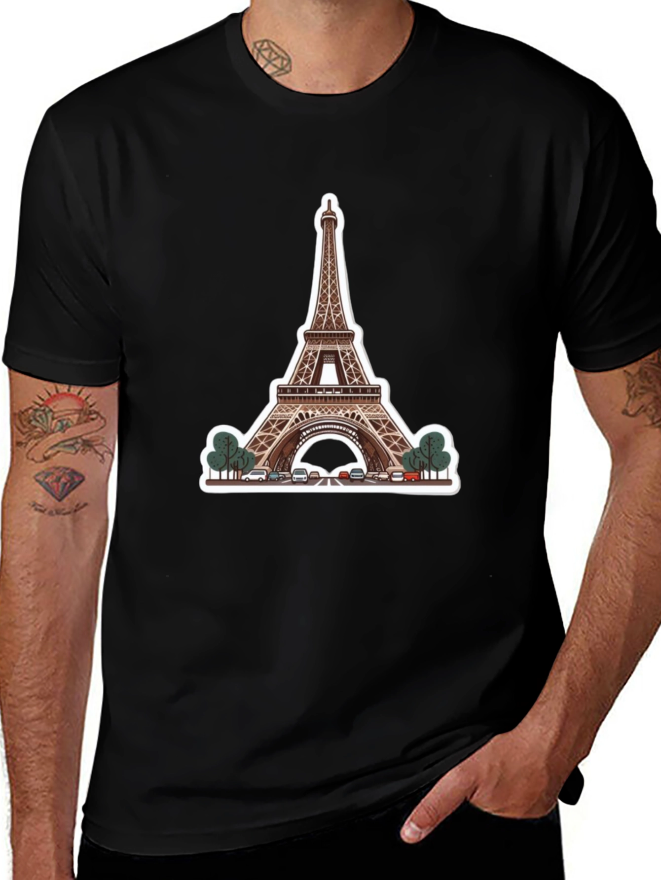 Eiffel Tower Graphic Black T-Shirt