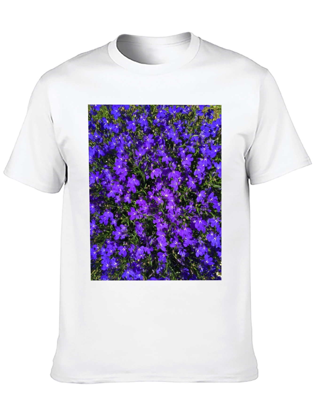 Floral Print Tee: Purple Lobelia Flower Shirt
