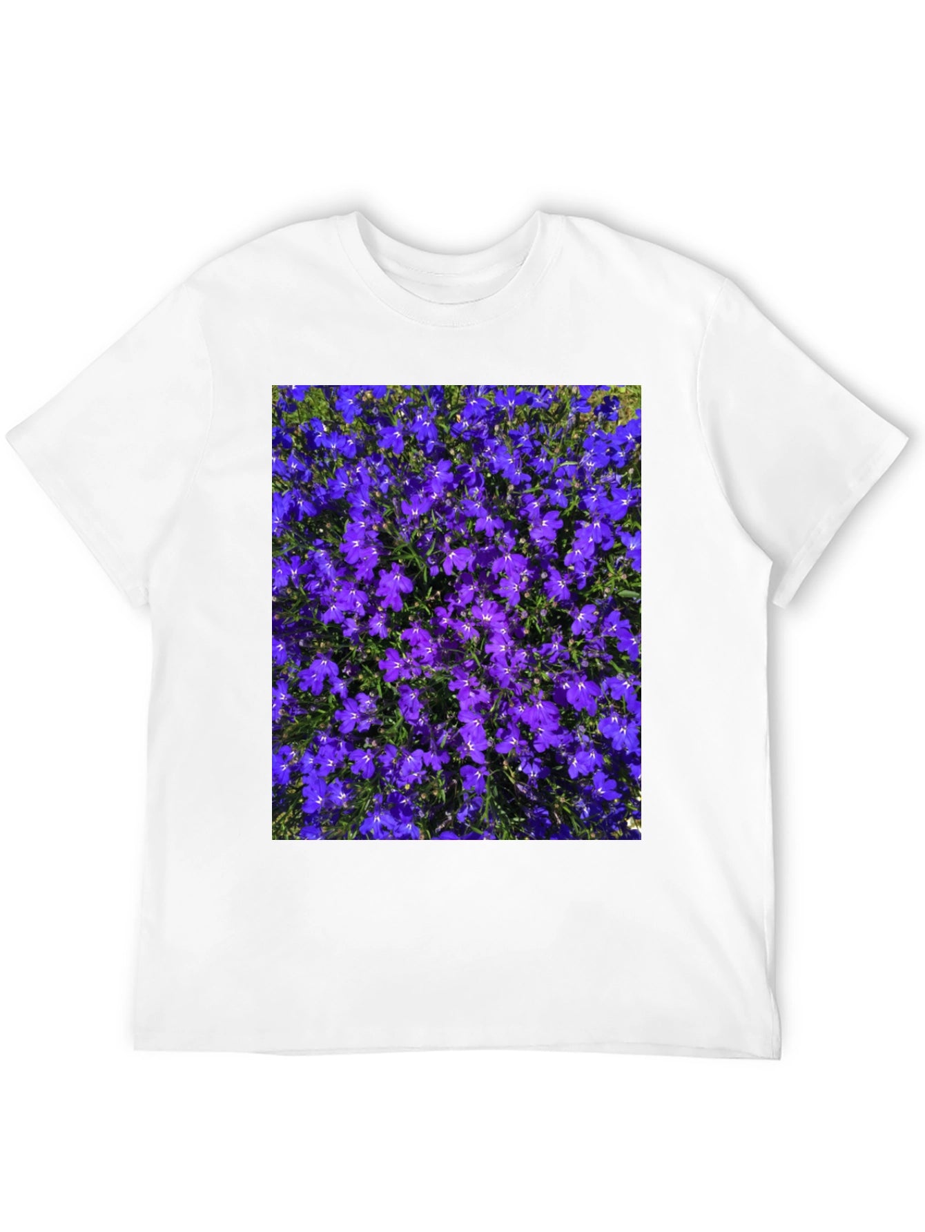 Floral Print Tee: Purple Lobelia Flower Shirt