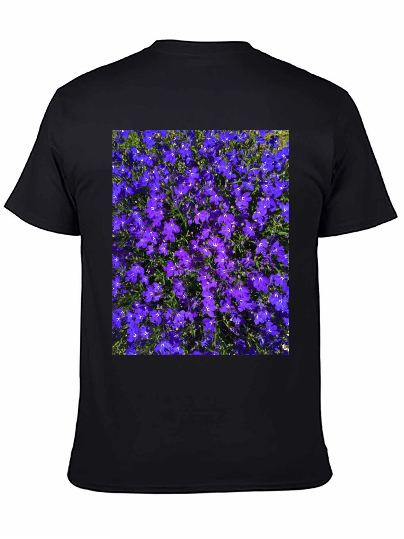 Floral Print Tee: Purple Lobelia Flower Shirt