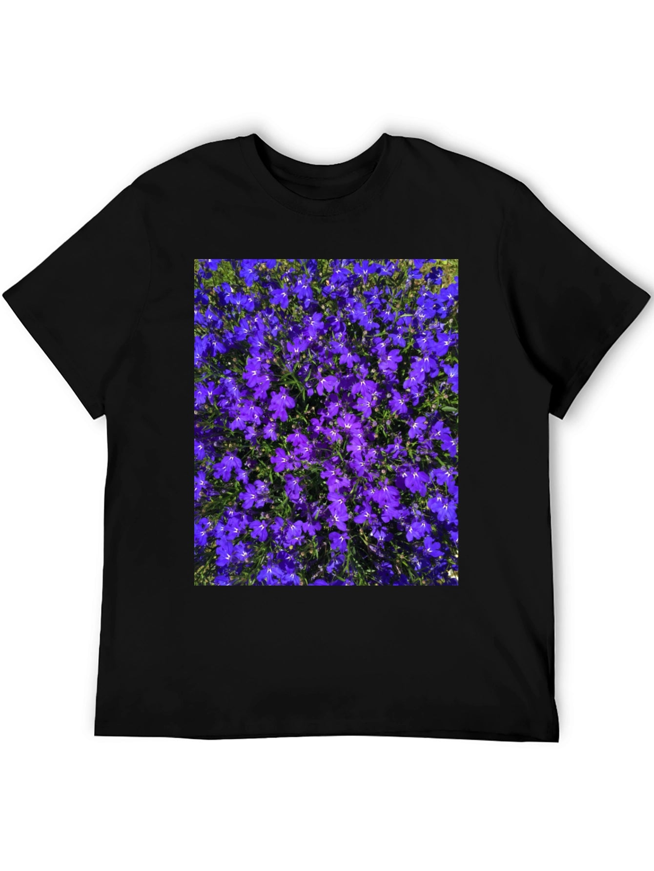 Floral Print Tee: Purple Lobelia Flower Shirt