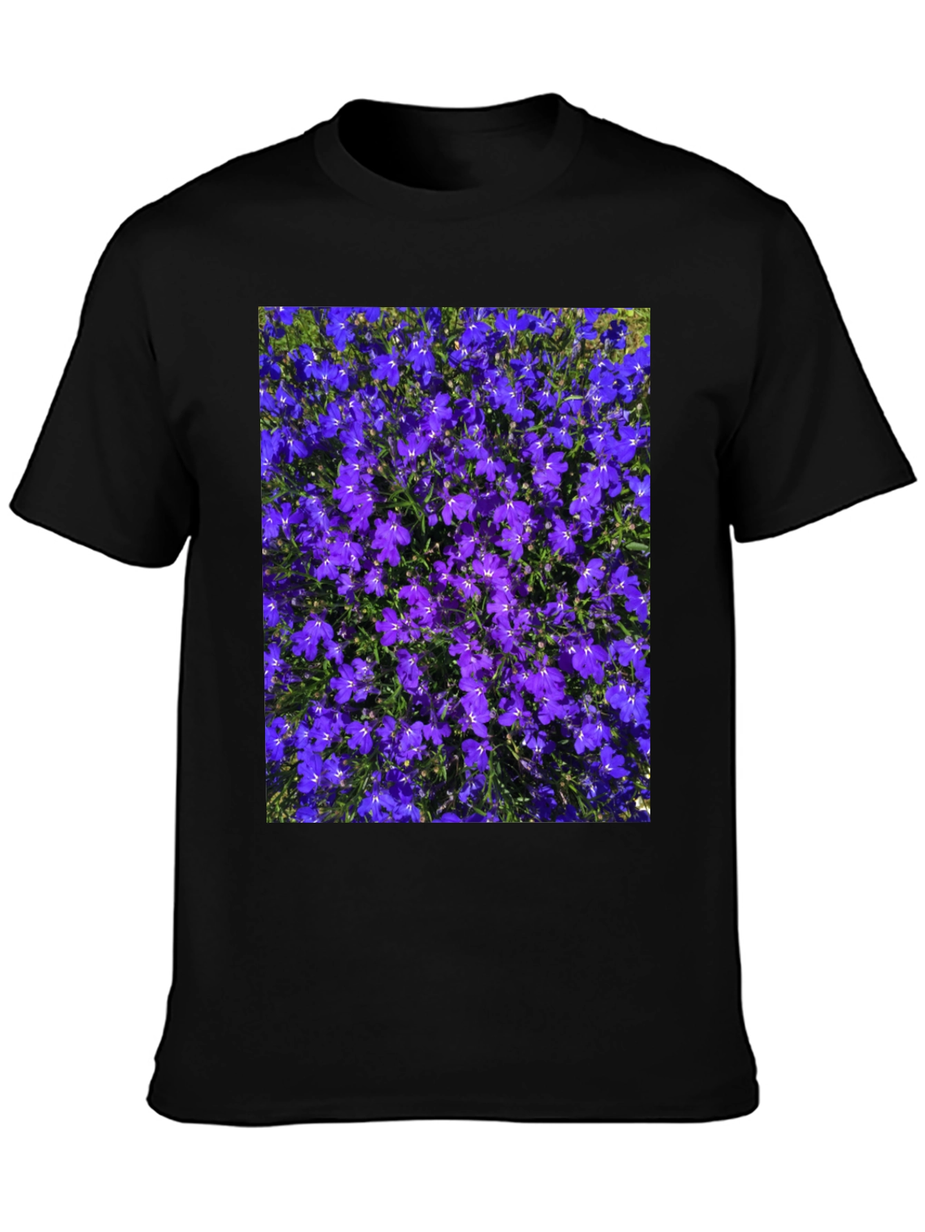 Floral Print Tee: Purple Lobelia Flower Shirt