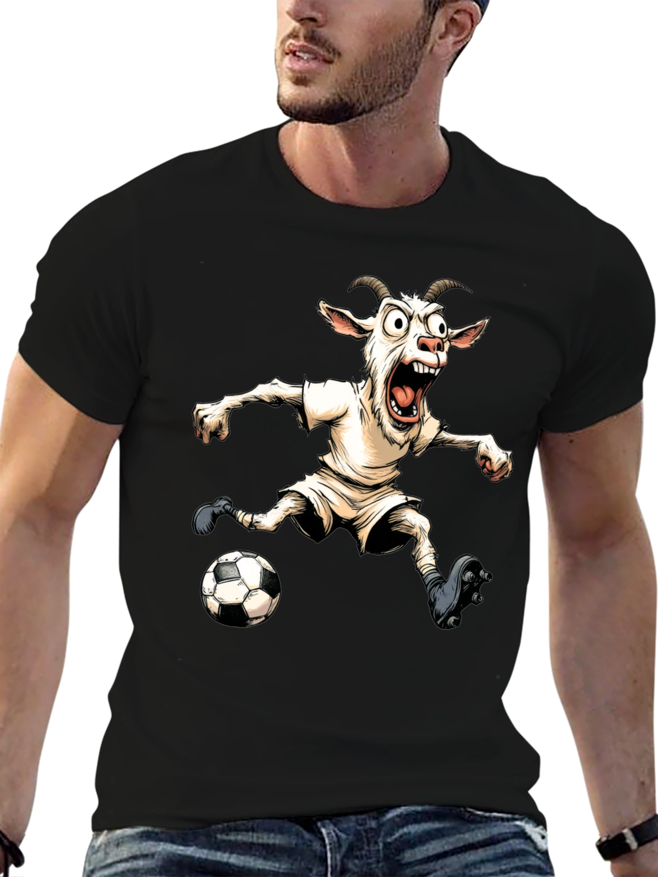 Goat Soccer Player Graphic T-Shirt