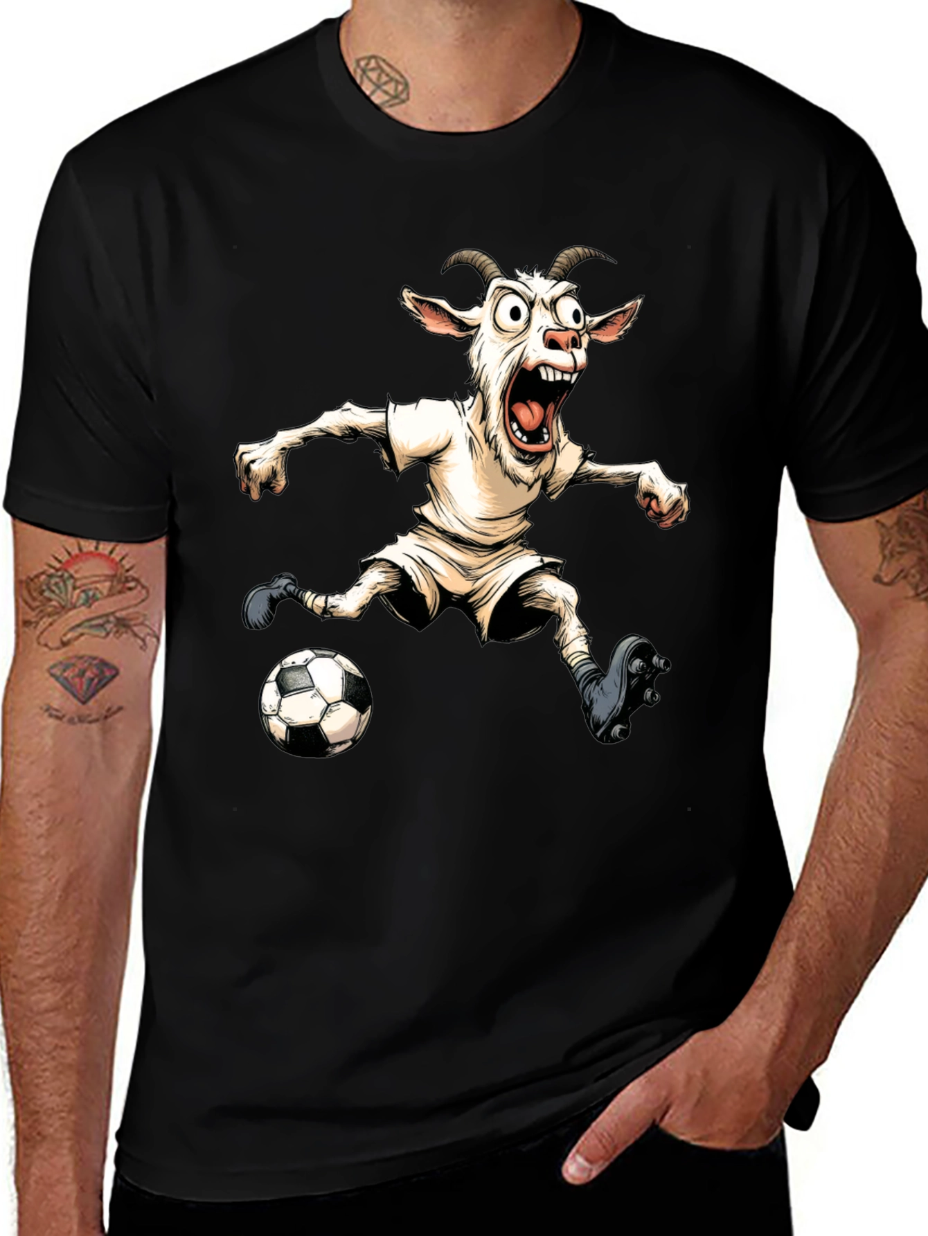 Goat Soccer Player Graphic T-Shirt