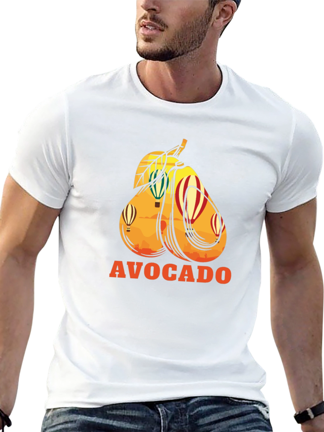 Avocado Hot Air Balloon Black Graphic Tee