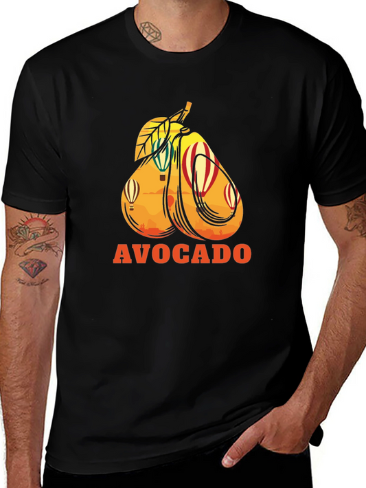 Avocado Hot Air Balloon Black Graphic Tee