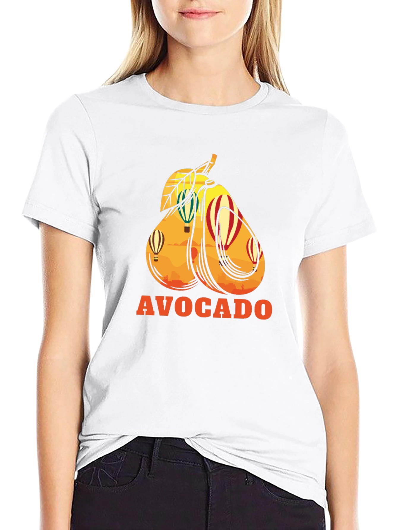 Avocado Hot Air Balloon Black Graphic Tee