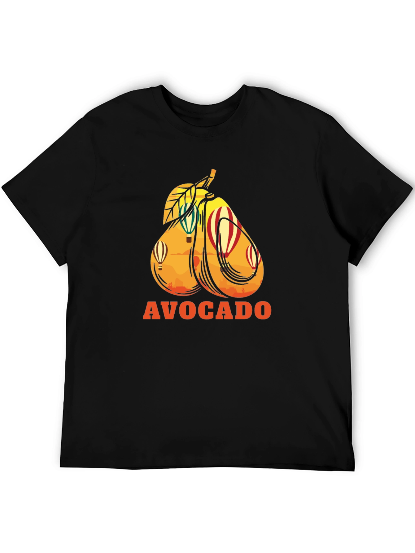 Avocado Hot Air Balloon Black Graphic Tee