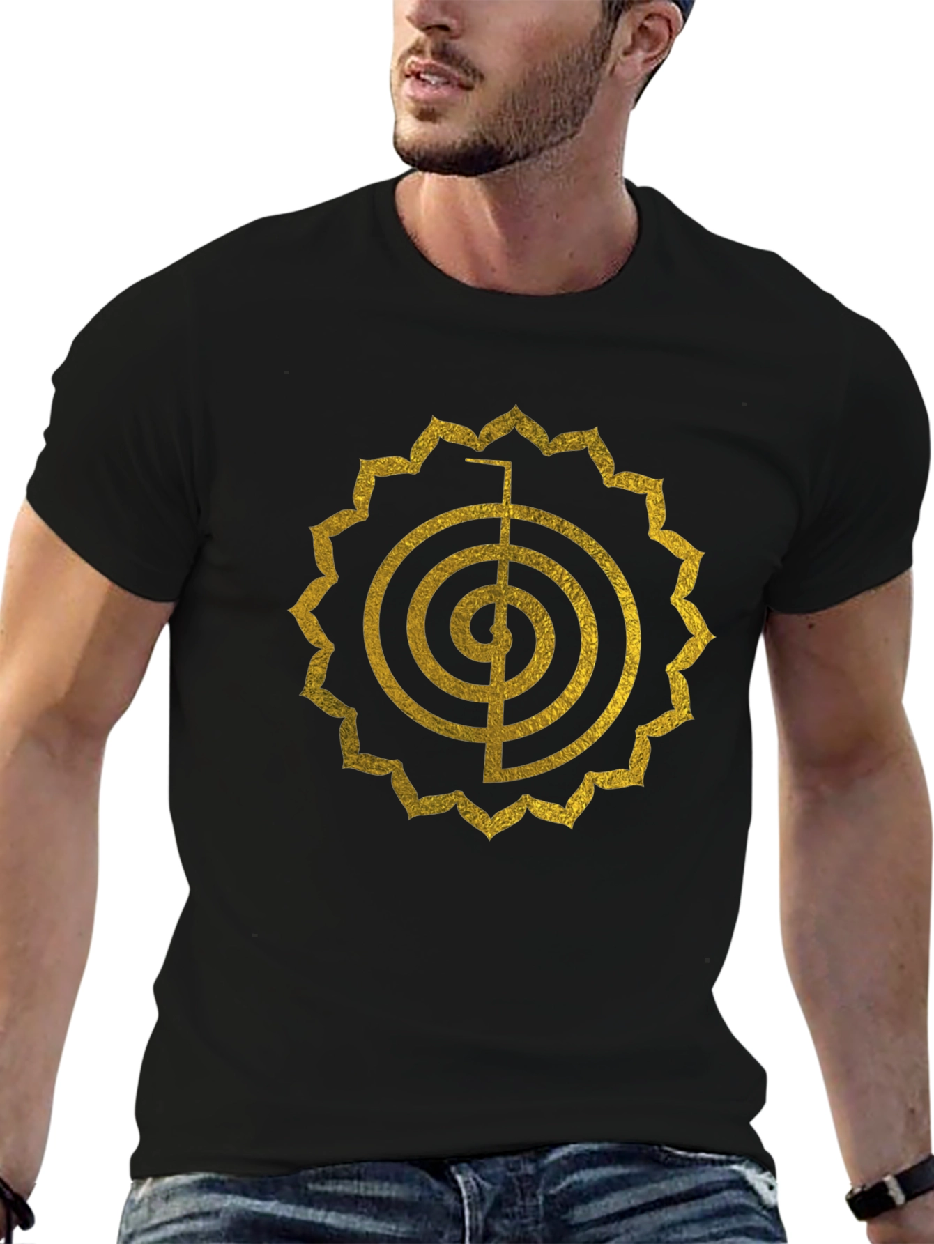 Reiki Symbol Graphic Tee - Black Cotton Blend