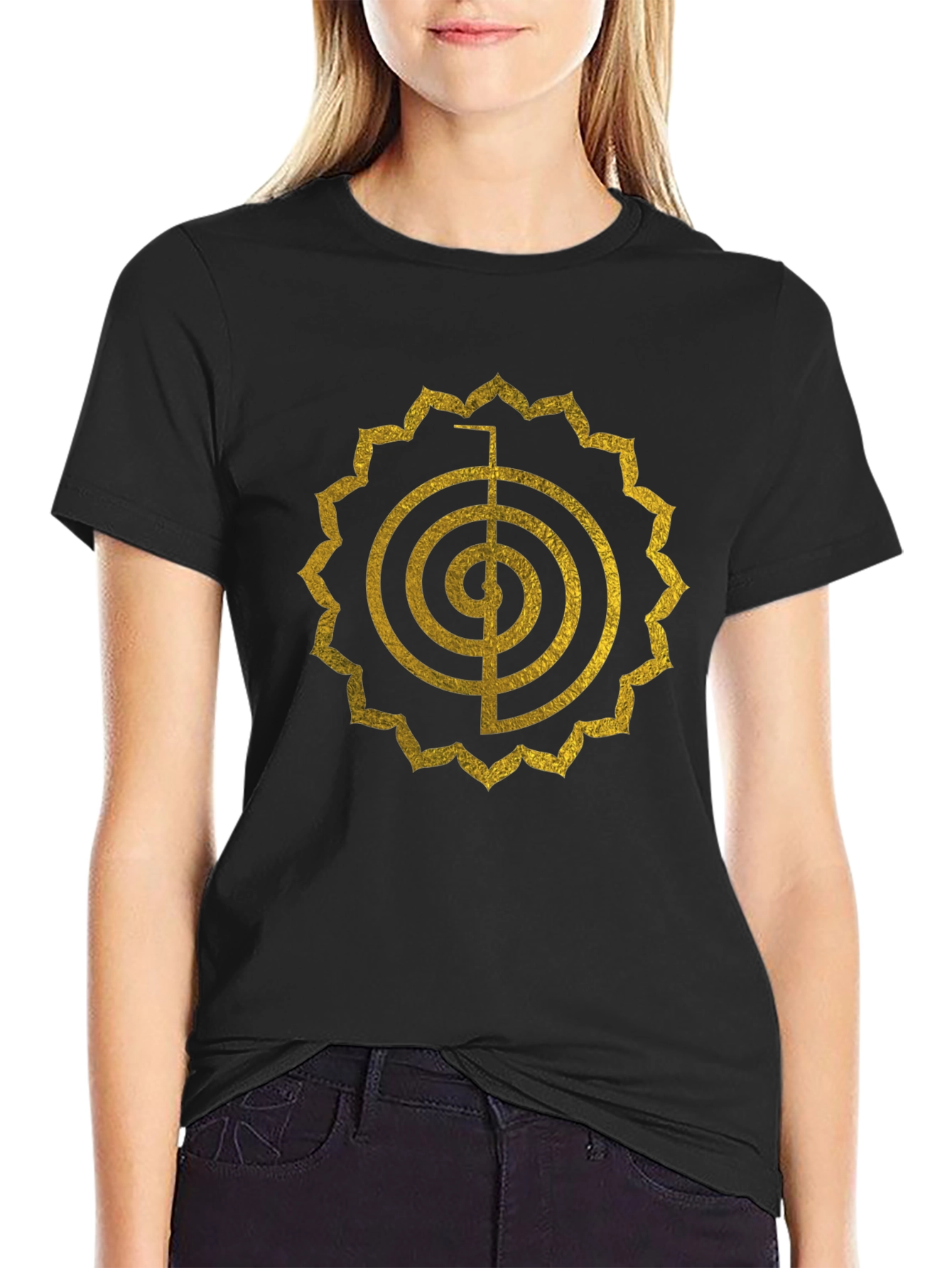 Reiki Symbol Graphic Tee - Black Cotton Blend