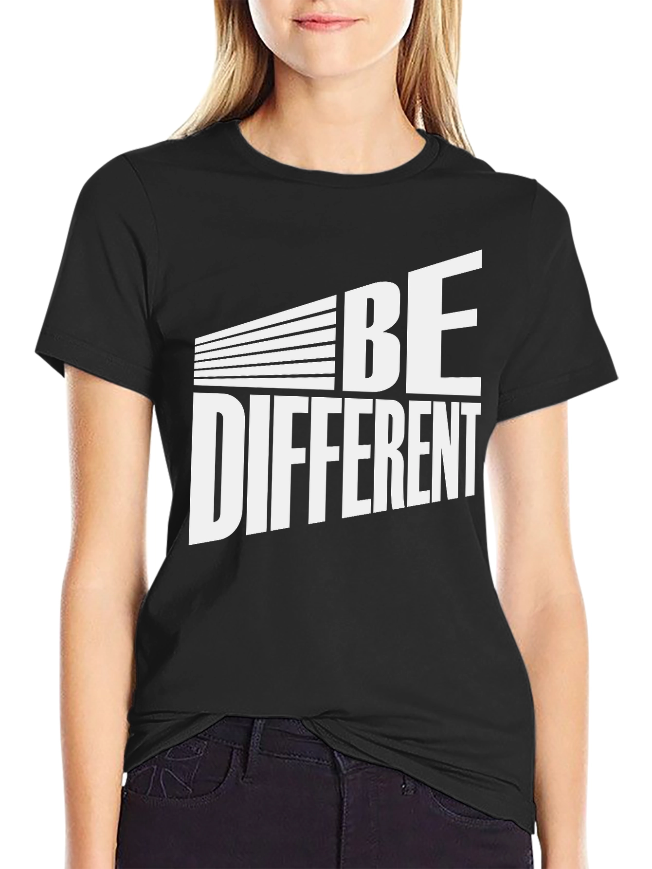 Be Different Graphic Tee - Black Cotton Blend T-Shirt