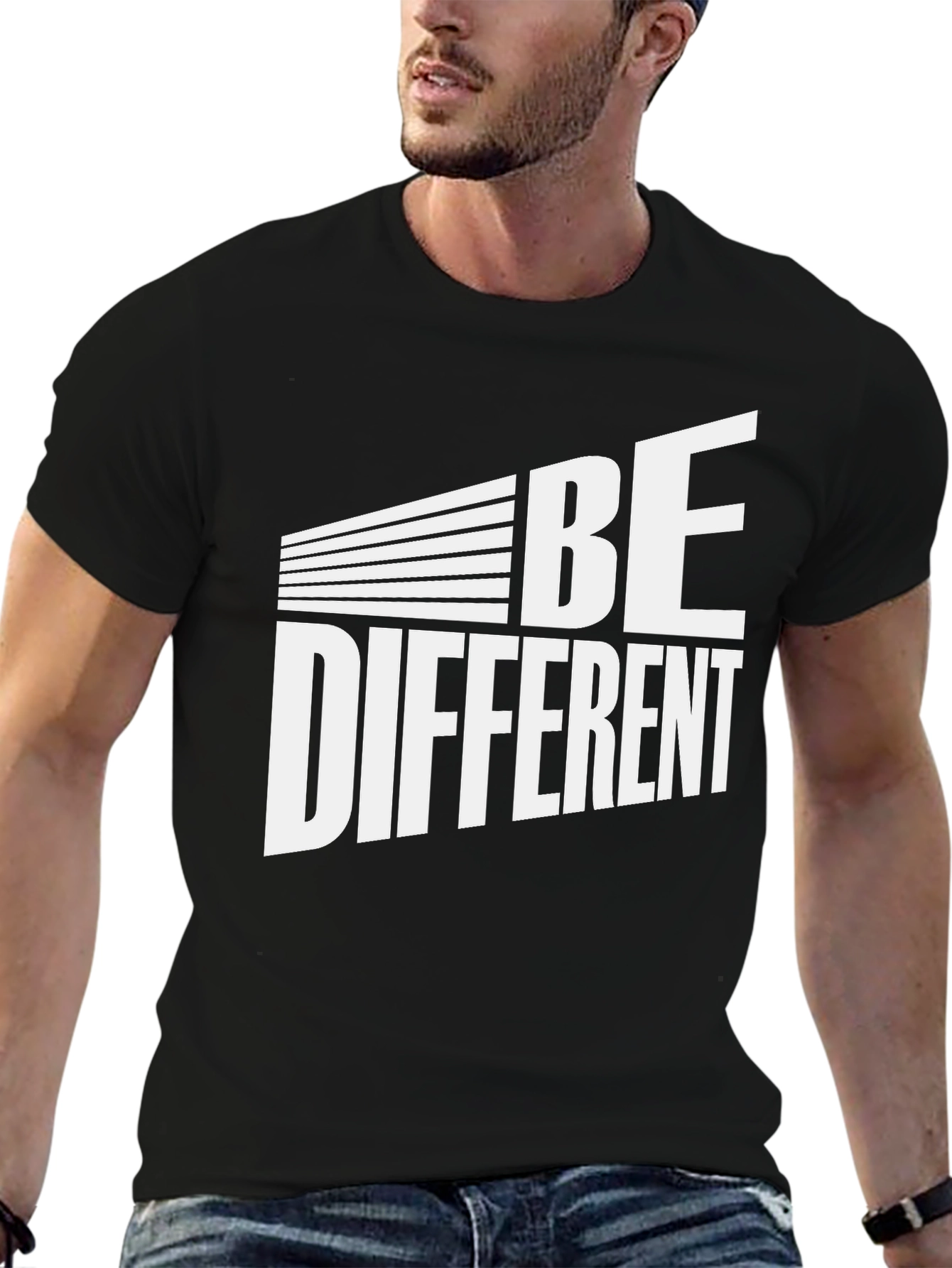 Be Different Graphic Tee - Black Cotton Blend T-Shirt