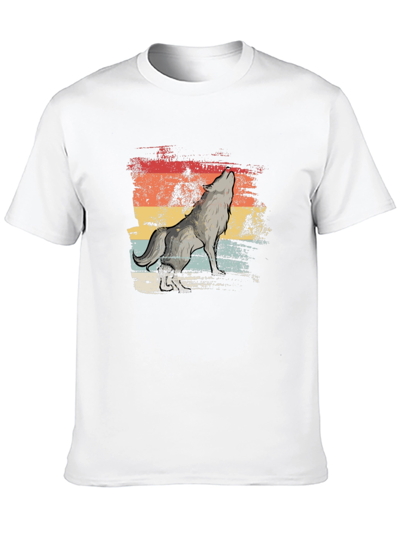 Retro Howling Wolf T-Shirt - Distressed Graphic Tee