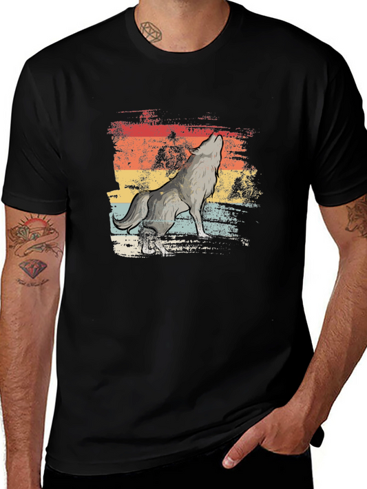 Retro Howling Wolf T-Shirt - Distressed Graphic Tee