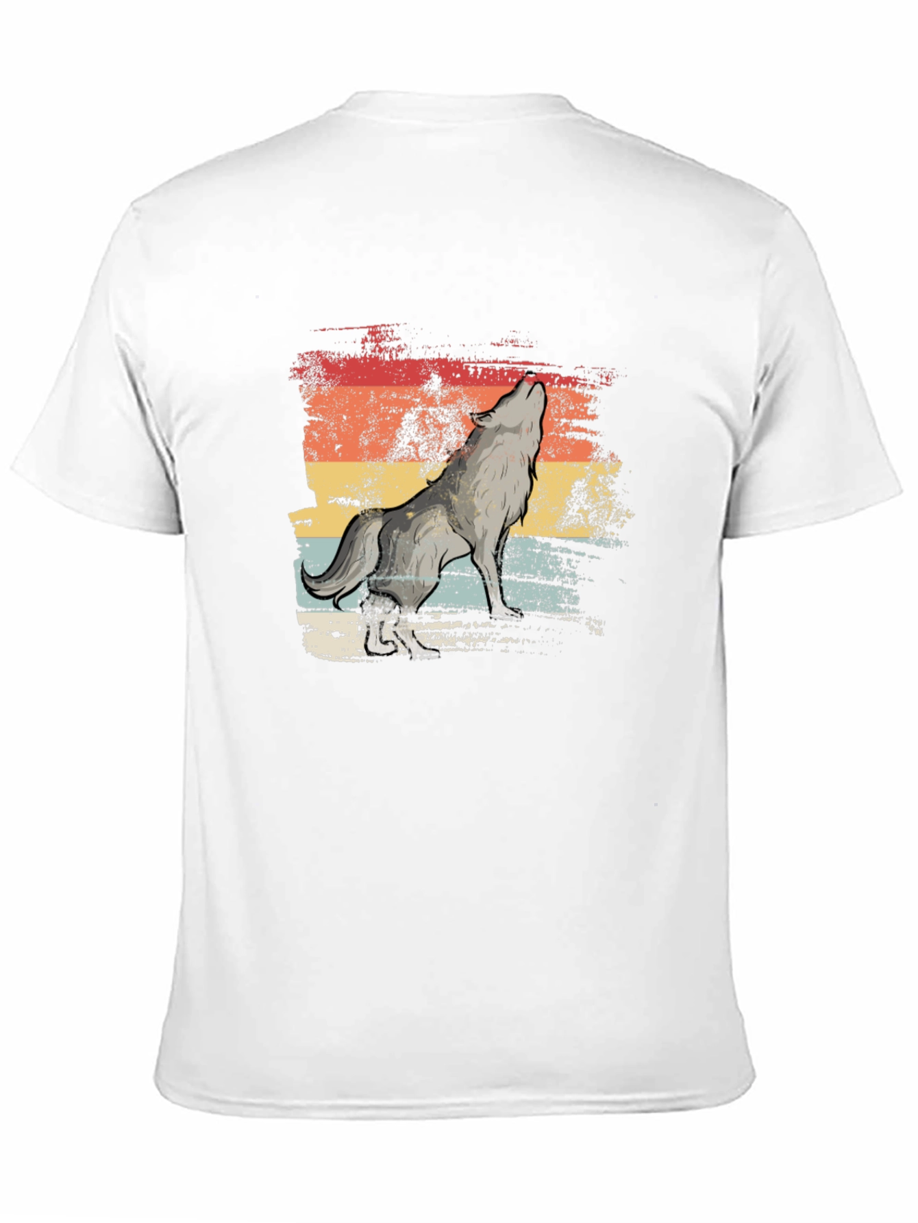 Retro Howling Wolf T-Shirt - Distressed Graphic Tee