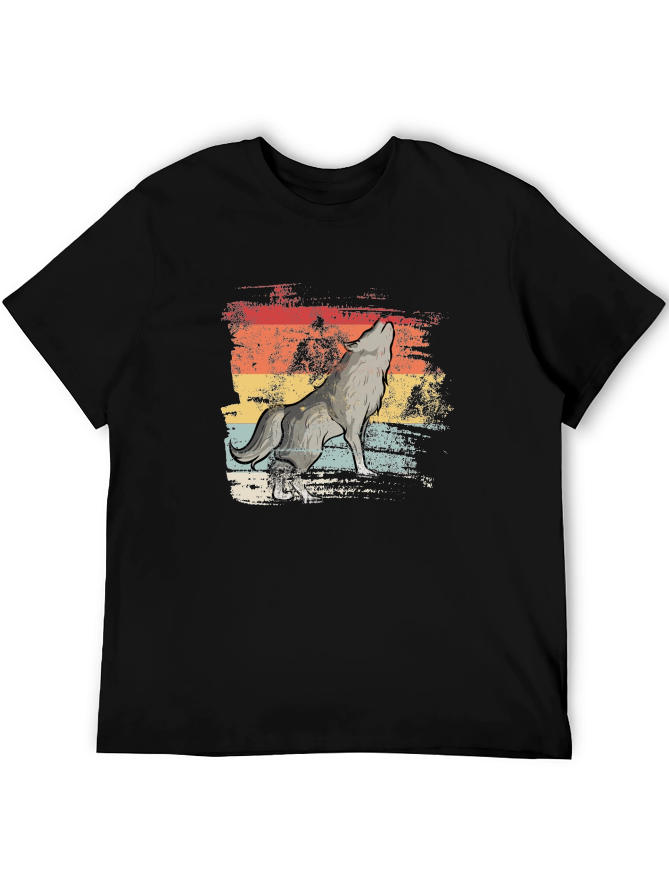 Retro Howling Wolf T-Shirt - Distressed Graphic Tee