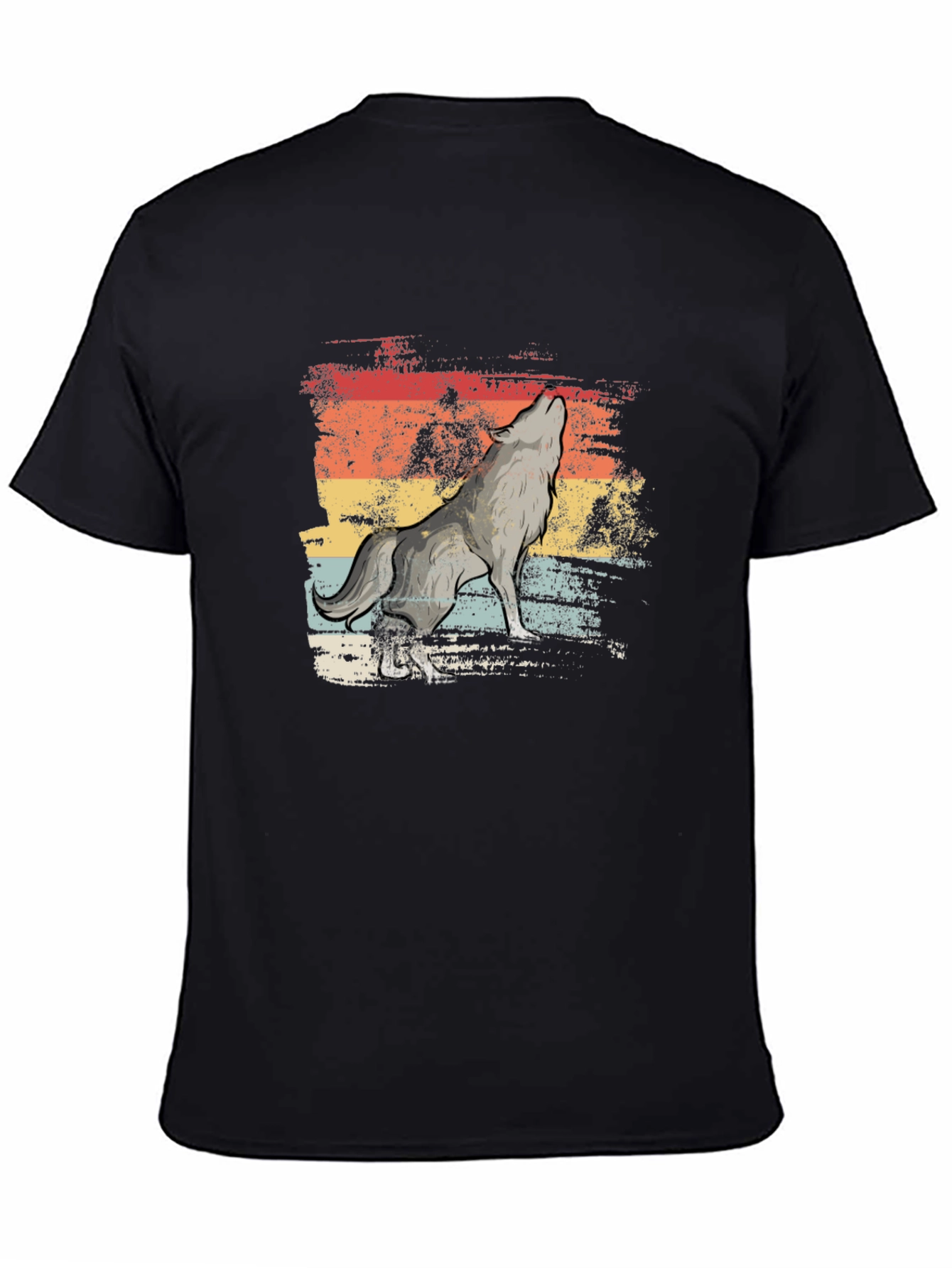 Retro Howling Wolf T-Shirt - Distressed Graphic Tee