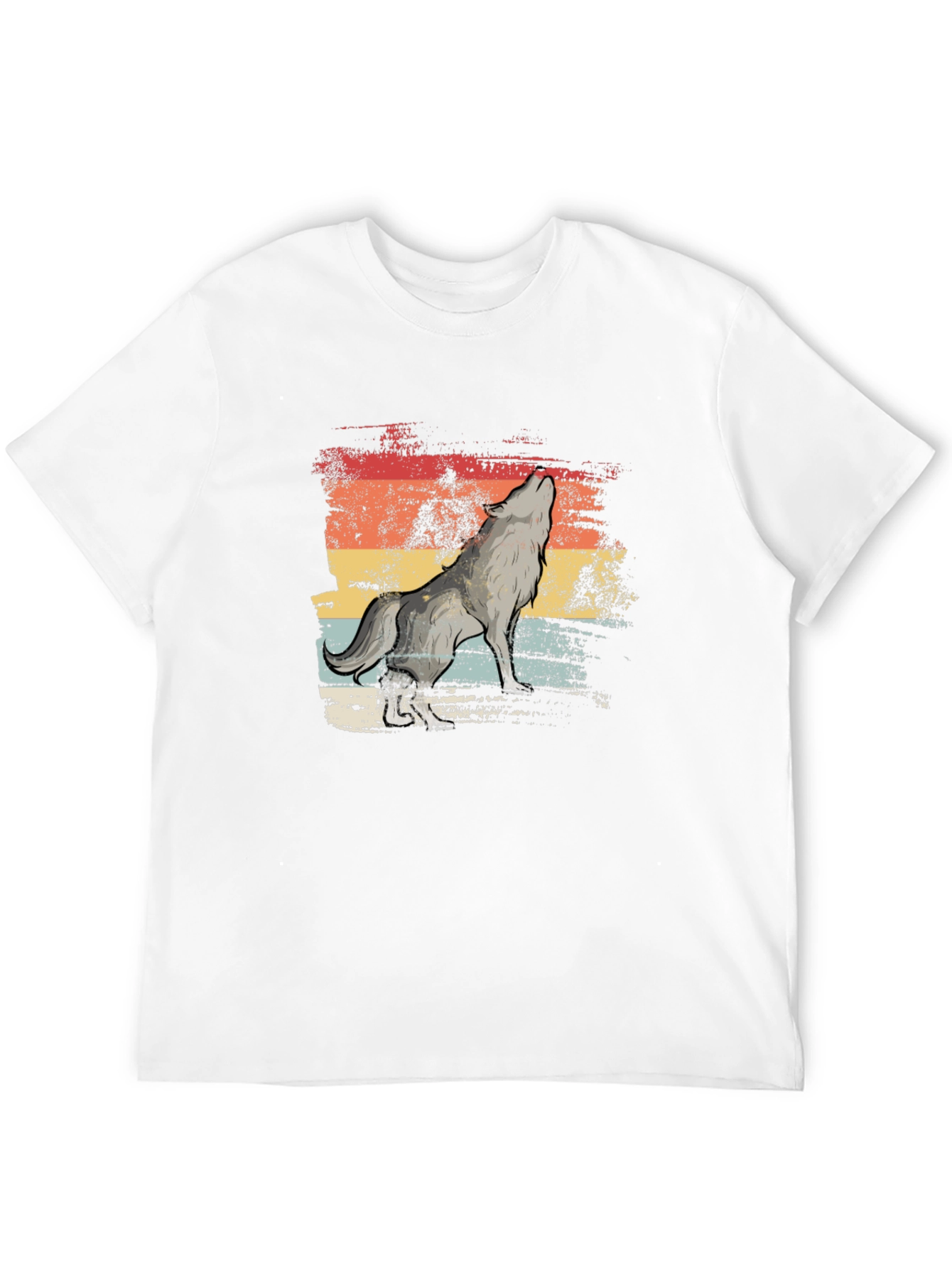 Retro Howling Wolf T-Shirt - Distressed Graphic Tee